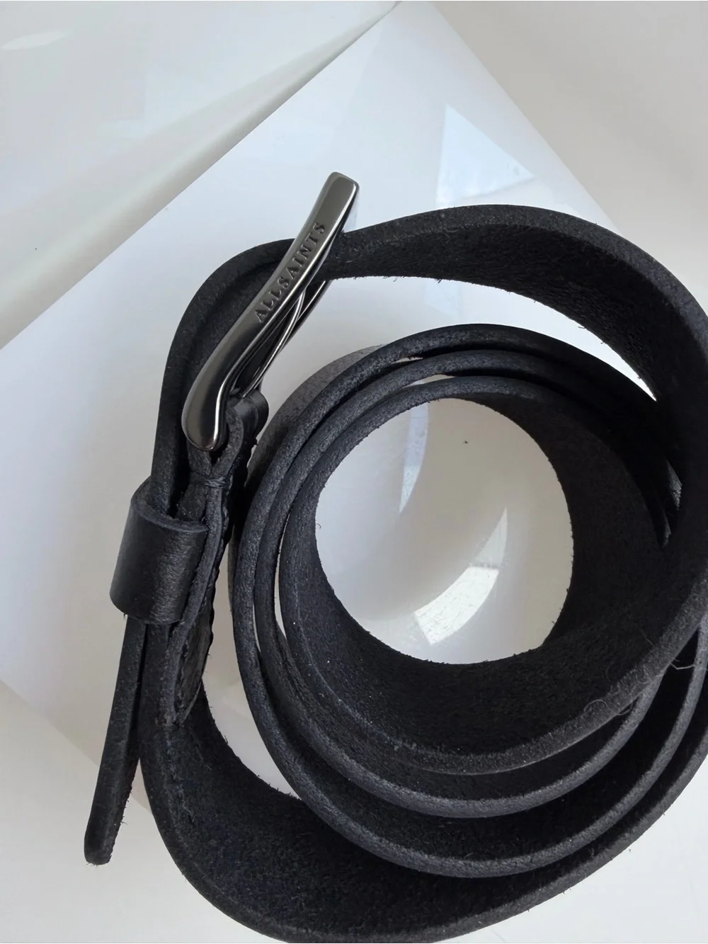 All Saints Men’s Black Leather Belt Size 40